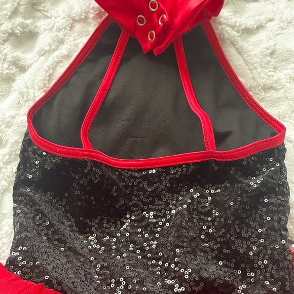 Weissman dance dress, tutu, girls 7/8, red and black, sequins. - Picture 4 of 8